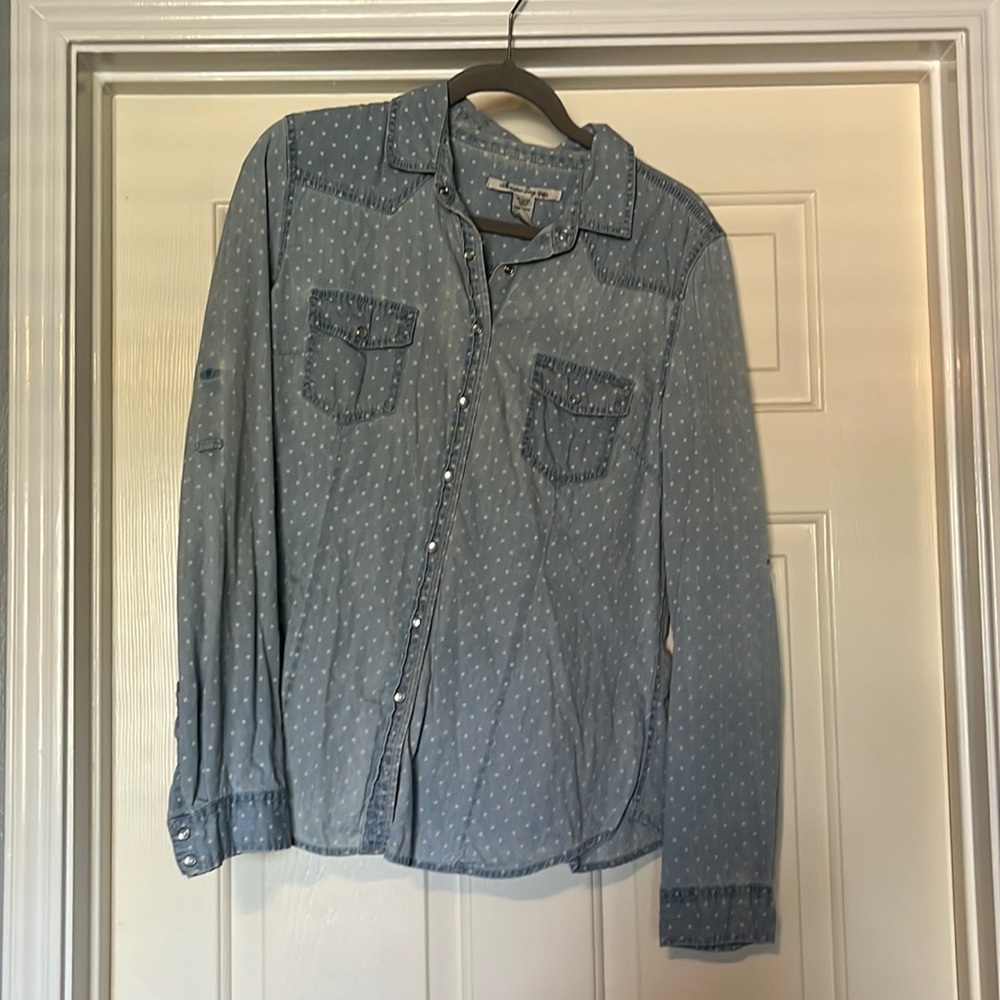 Polka Dot Denim Shirt
